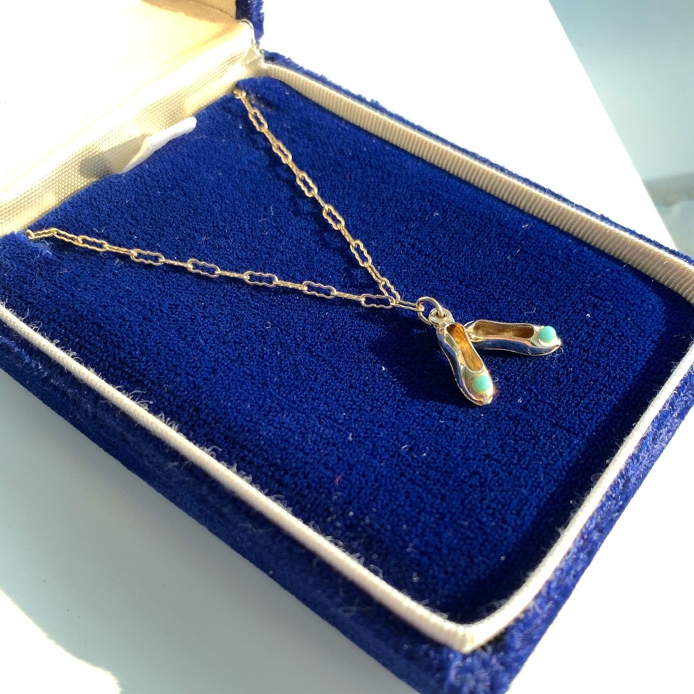 VTG Gold Tone Necklace with Blue Stones (Child Sz)